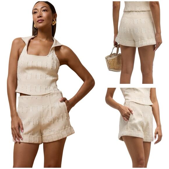 Cult Gaia Olga Eyelash Jacquard Shorts SZ L in Salt $358 - Picture 1 of 14
